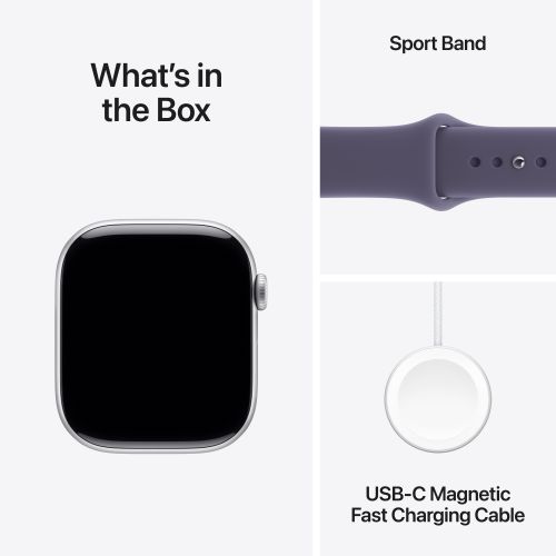 Apple Watch Series 11 GPS + Cellular 46mm Silver Aluminium - Purple Fog Sport Band - M/L