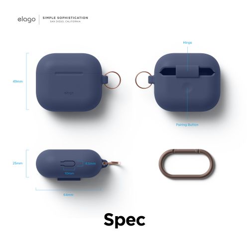 Elago Silicone Cover w/ Hook for Airpods 3rd Gen - Indigo