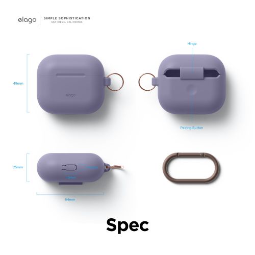 Elago Silicone Cover w/ Hook for Airpods 3rd Gen - Lavender Grey