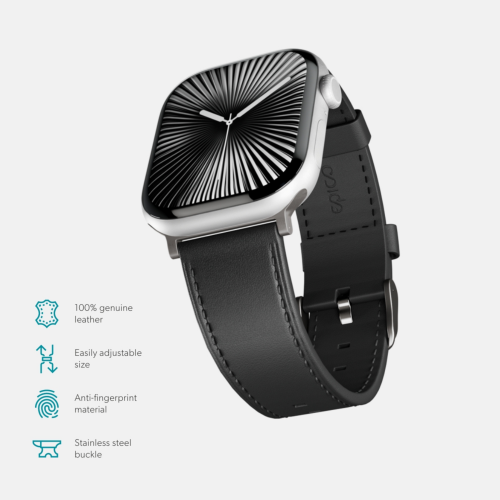 Epico Leather Band for Apple Watch (44-49mm) - Black