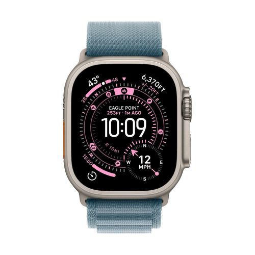 Apple Watch 49mm Light Blue Alpine Loop - Small - Natural Titanium Finish