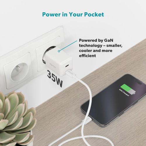 Epico 35W GaN Wall Charger + USB-C Cable (1.2m) - White
