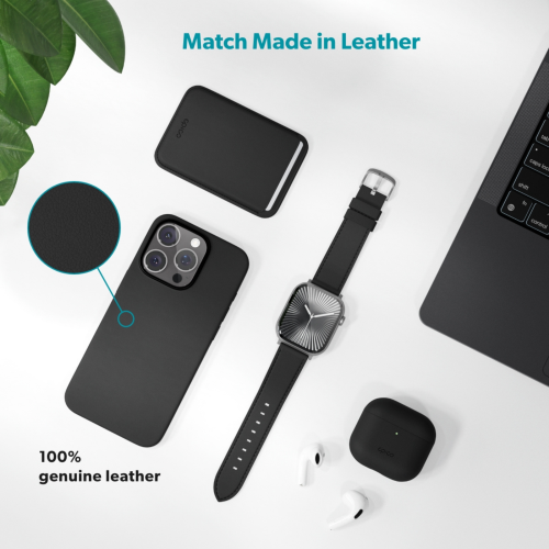 Epico Leather Band for Apple Watch (44-49mm) - Black