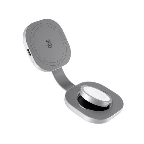 Epico UltraBase EF35 Qi2 (25W) MagSafe Compatible Foldable 2-in-1 Wireless Charger - Silver