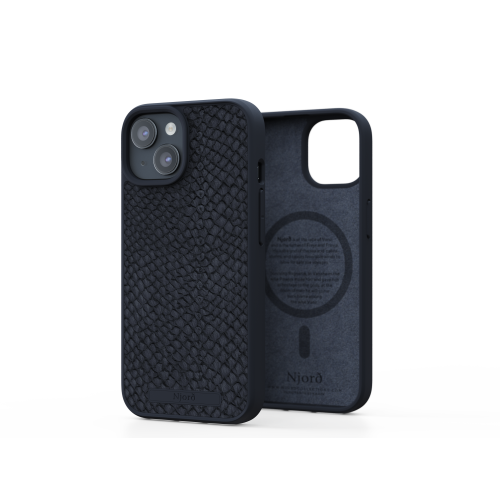 Njord Salmon Leather Magsafe Case for iPhone 15 - Black