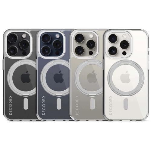 Decoded Recycled Plastic Loop Stand Back Cover for iPhone 15 Pro - Silver