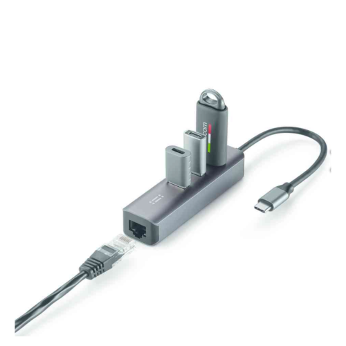 aiino Link USB-C Hub - 3 USB-A and Ethernet - Space Grey - C&C