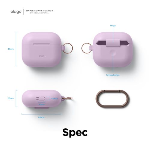 Elago Silicone Cover w/ Hook for Airpods 3rd Gen - Lavender