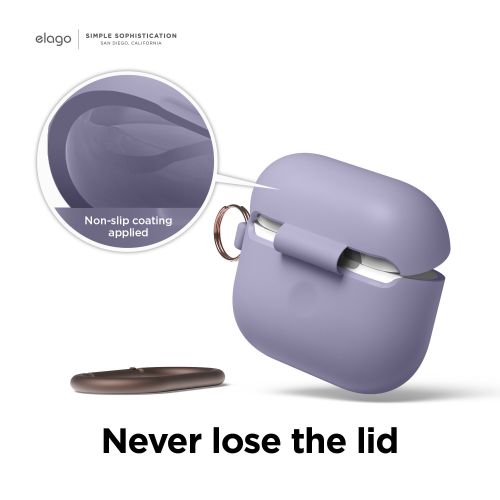 Elago Silicone Cover w/ Hook for Airpods 3rd Gen - Lavender Grey
