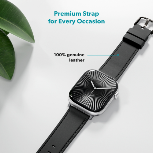 Epico Leather Band for Apple Watch (44-49mm) - Black