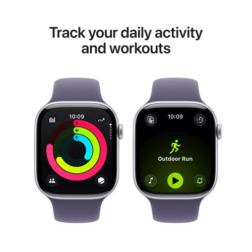 Apple Watch Series 11 GPS + Cellular 46mm Silver Aluminium - Purple Fog Sport Band - M/L
